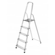 AWTOOLS Freestanding Aluminum Ladder 5 Steps Up to 125 kg
