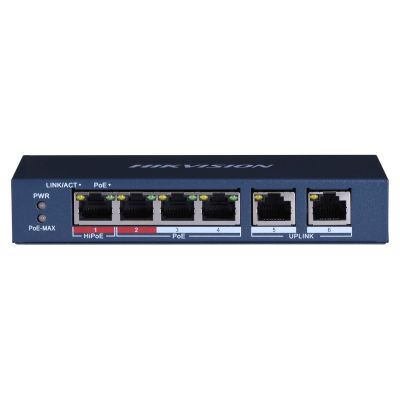 4. Hikvision DS-3E0106HP-E network links Unmanaged Fast Ethernet (10/100) PoE support Blue