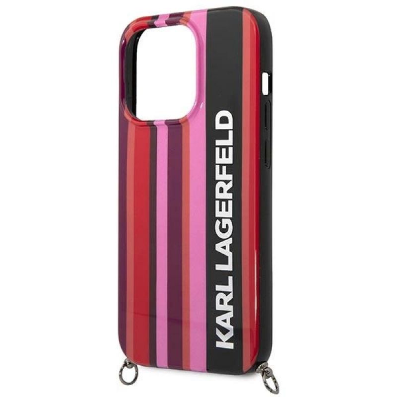 5. Karl Lagerfeld KLHCP14XSTSTP iPhone 14 Pro Max 6.7 "hardcase pink / pink Color Stripes Strap
