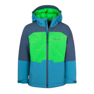 Trollkids Kids Hardanger Jacket waterproof insulated blue/green (675-356)