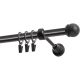 Single Curtain Rod Ø 19 mm Black 320 cm MAX Knob with Rings KOWALSKI