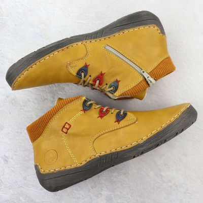 4. Comfortable Women’s Warm-Lined Yellow Ankle Boots Rieker 52544-68