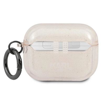 2. Karl Lagerfeld Glitter Karl's Head Case for AirPods Pro - Gold
