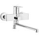 Wall-mounted washbasin/bathtub tap with extended spout - hose connection
