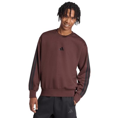 11. Men's adidas Essentials 3-Stripes Fleece Sweatshirt Brown JX0742