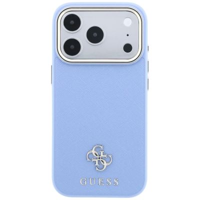 3. Guess Saffiano Small 4G & Classic Logo MagSafe Case for iPhone 18 Pro / 17 Pro - Light Blue