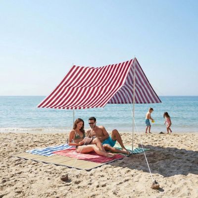 18. TENT ROOF SUN SAIL WITH POLES 3X1.7M RED