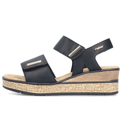 3. Rieker 63781-00 women's black wedge sandals with Velcro