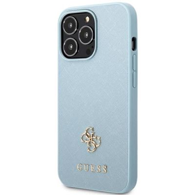 2. Guess Saffiano 4G Small Metal Logo Case for iPhone 13 Pro / 13 - Blue