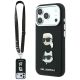 Karl Lagerfeld Saffiano Karl&Choupette Heads Pins Strap Logo Case for iPhone 18 Pro / 17 Pro - Black