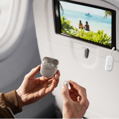 7. Twelve South AirFly Pro 2 - Bluetooth adapter to 3.5mm jack input compatible with AirPods and other Bluetooth headphones, up to 2 pairs of headphones simultaneously and with AUX IN (white)