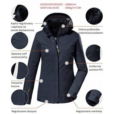 5. Killtec KOS 133 WMN JCKT women's jacket for spring/summer, waterproof, navy blue (38383/814/34)