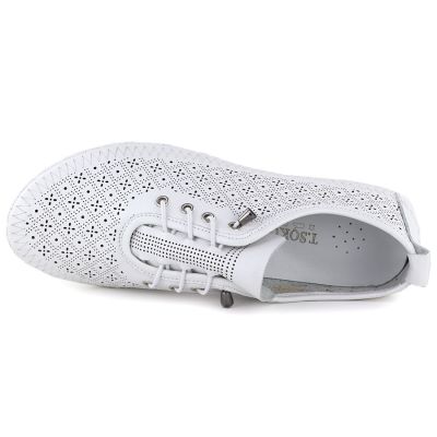 3. Women's leather openwork shoes, white, T.Sokolski 1302