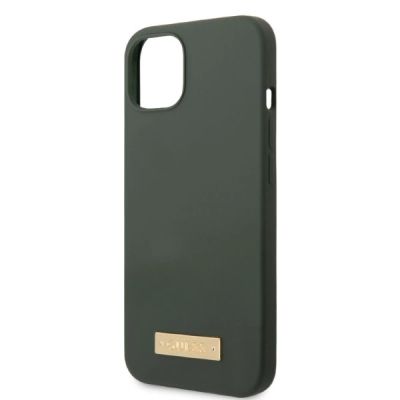 6. Guess GUHMP13MSBPLA iPhone 13 6.1" green/khaki hard case Silicone Logo Plate MagSafe