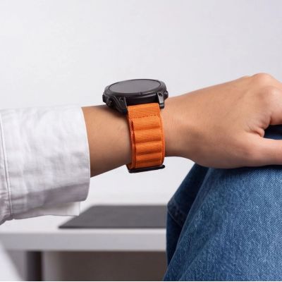 6. Tech-Protect Nylon Pro Strap for Garmin Fenix 5X / 5X Plus / 6X / 6X Pro / 7X / 8 / 8 Pro / 9 / 9 Pro (51 mm) – Orange