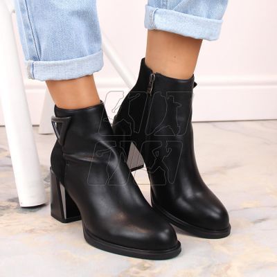 7. Insulated ankle boots with a decorative high heel D&amp;A S.Barski Premium Collection W OLI238 black