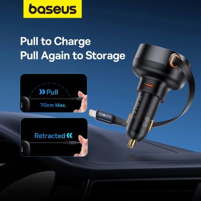 12. Baseus Enjoyment Pro USB-C (Female) / Lightning (Male) 60W Car Charger - Black
