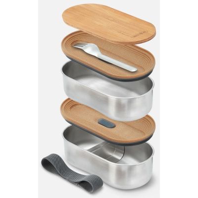 2. BB-Set of 2 steel lunch boxes, gray
