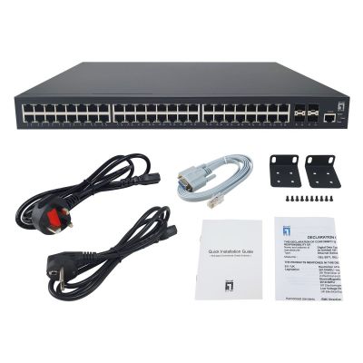 5. LevelOne GTP-5271DP Managed L2/L3 Gigabit Ethernet Network Switch (10/100/1000) with PoE Support, 1U, Grey