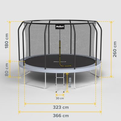 17. REBEL ACTIVE TRAMPOLINE PRO 12FT/366CM, NET, LADDER RBA-8003
