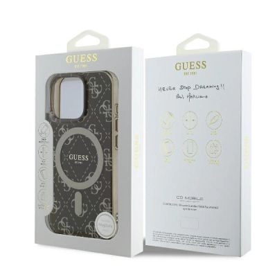 8. Guess IML 4G Background MagSafe iPhone 16 Pro Case - Brown