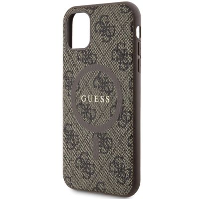6. Guess GUHMN61G4GFRW iPhone 11 6.1" / Xr brown/brown hardcase 4G Collection Leather Metal Logo MagSafe