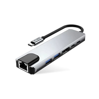 2. Tech-Protect HB02 HUB Adapter 6in1 USB-C + USB2.0 + USB3.0 + HDMI 4K 30Hz + RJ45 + PD100W - gray