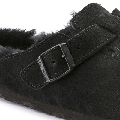 5. Birkenstock Boston Shearling Black Women's Wool Insulated Clogs in Suede Leather Narrow (0259883)