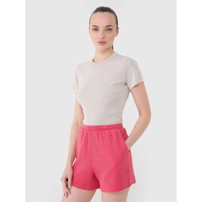 2. Women's casual waffle knit shorts 4F 4FRSS25TSHOF699-54S