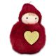 12. DECORATIVE DOLL WITH A HEART 8 CM IN A HAT AND RED FUR