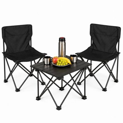 39. FOLDABLE TOURIST SET 3IN1 TABLE AND 2 CHAIRS BLACK ENERO CAMP