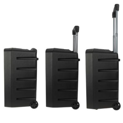 6. V-TONE BQ12 GO MP3 - Active speaker, rechargeable, black, Bluetooth, TWS, USB, SD, DSP, AUX, infrared remote control, 2x wireless microphones, extendable handle, transport wheels set