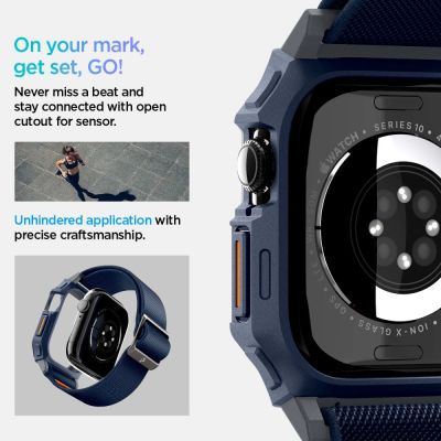 11. Spigen Lite Fit "Pro" Strap for Apple Watch 10 46mm - Navy Blue