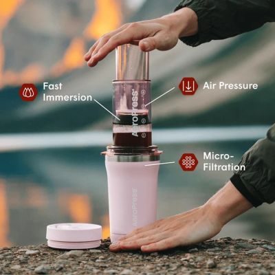 2. Go Plus Coffee Maker with Pink AeroPress Thermal Mug