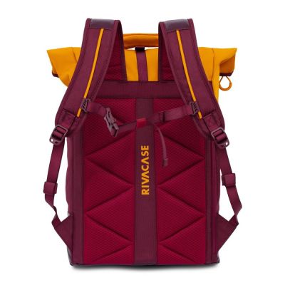 3. Rivacase 5321 15.6" 25L Laptop Backpack Burgundy-Yellow