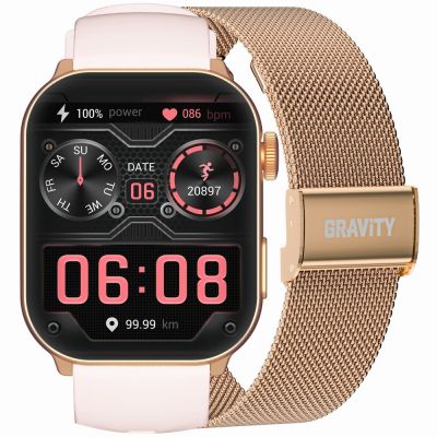 GRAVITY GT28-6 Women's Smartwatch Strap + Bracelet Rose Gold Pink