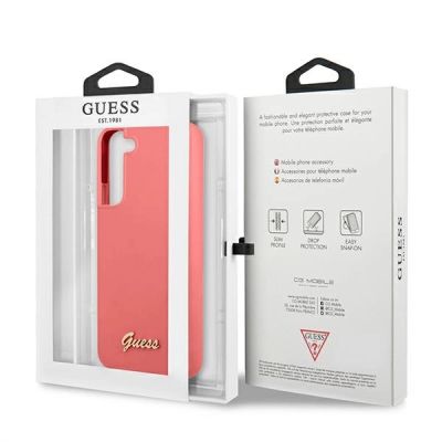 8. Guess GUHCS22MLSLMGFU S22+ S906 fuchsia/fuchsia hardcase Silicone Script Metal Logo
