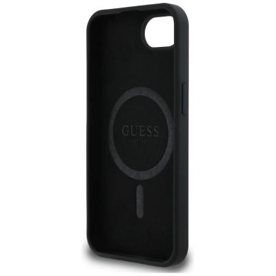 7. Guess Silicone Script Metal Logo MagSafe iPhone 16e Case - Black