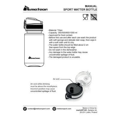 7. Meteor 650 ml navy blue sports bottle