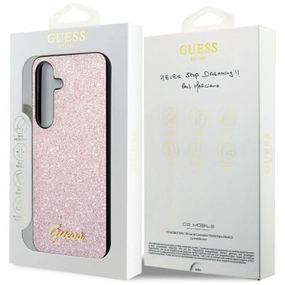 8. Guess Glitter Script Case for Samsung Galaxy S24 - Pink