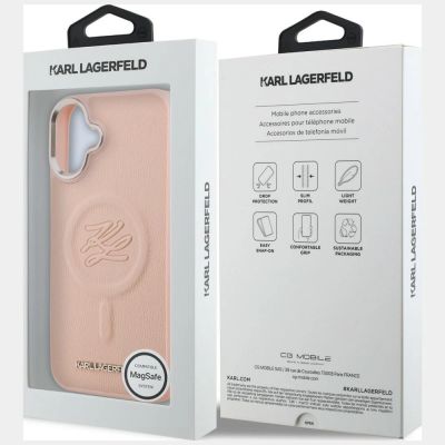 8. Karl Lagerfeld Initial & Metal Logo MagSafe Case for iPhone 16 Plus - Pink