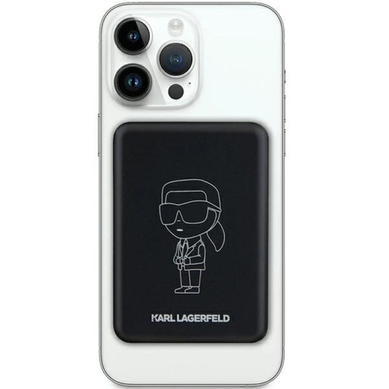 2. Karl Lagerfeld NFT Outline Ikonik MagSafe 5000mAh induction power bank - black