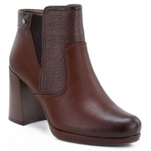 Women's ankle boots with a block heel and platform, insulated, dark brown, M.Daszyński AF125B-1