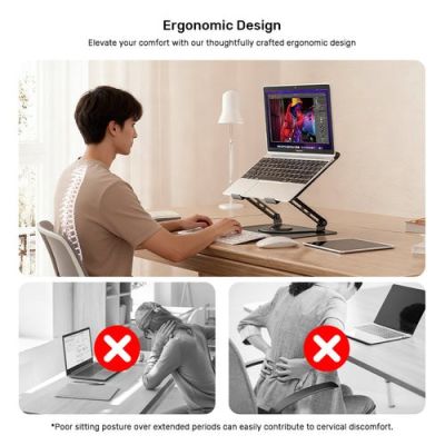 7. UNITEK OT1098AGY01 laptop stand Notebook and tablet stand Silver 43.9 cm (17.3")