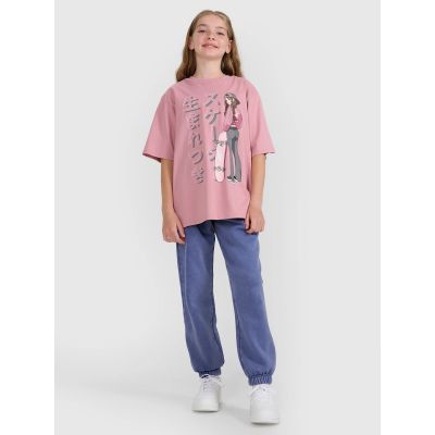 5. Oversized T-shirt with print for girls 4F 4FJRAW25TTSHF2936-54S