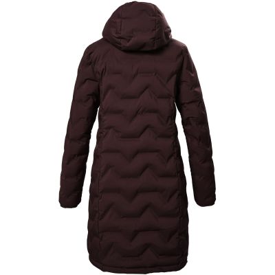 2. Killtec KOW 9 women's quilted jacket with hood, waterproof long winter parka, burgundy (41806/447)