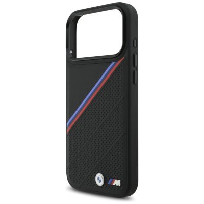 6. BMW M Tricolor Metal Logo MagSafe Case for iPhone 17 Pro Max - Black