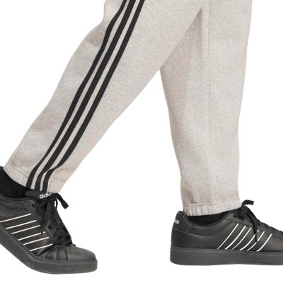 5. Men's adidas Essentials 3-Stripes Fleece Tapered Cuffed Pants Gray KY4127