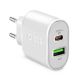 SBS TETRPD20W 20W USB-A USB-C Wall Charger with Power Delivery - White