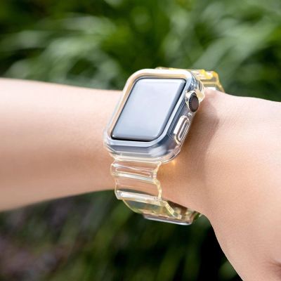 3. Silicone Band Strap Bracelet Case Strap Light Set for Apple Watch 44mm - Yellow